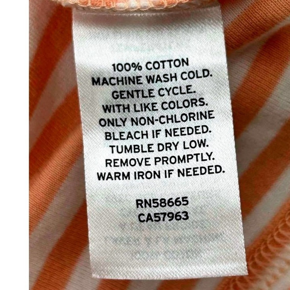 Caslon ~‎ Size XXS ~ White/Coral Striped Scoop Neck Ribbed Cotton Tee ~ NWT - Picture 7 of 10